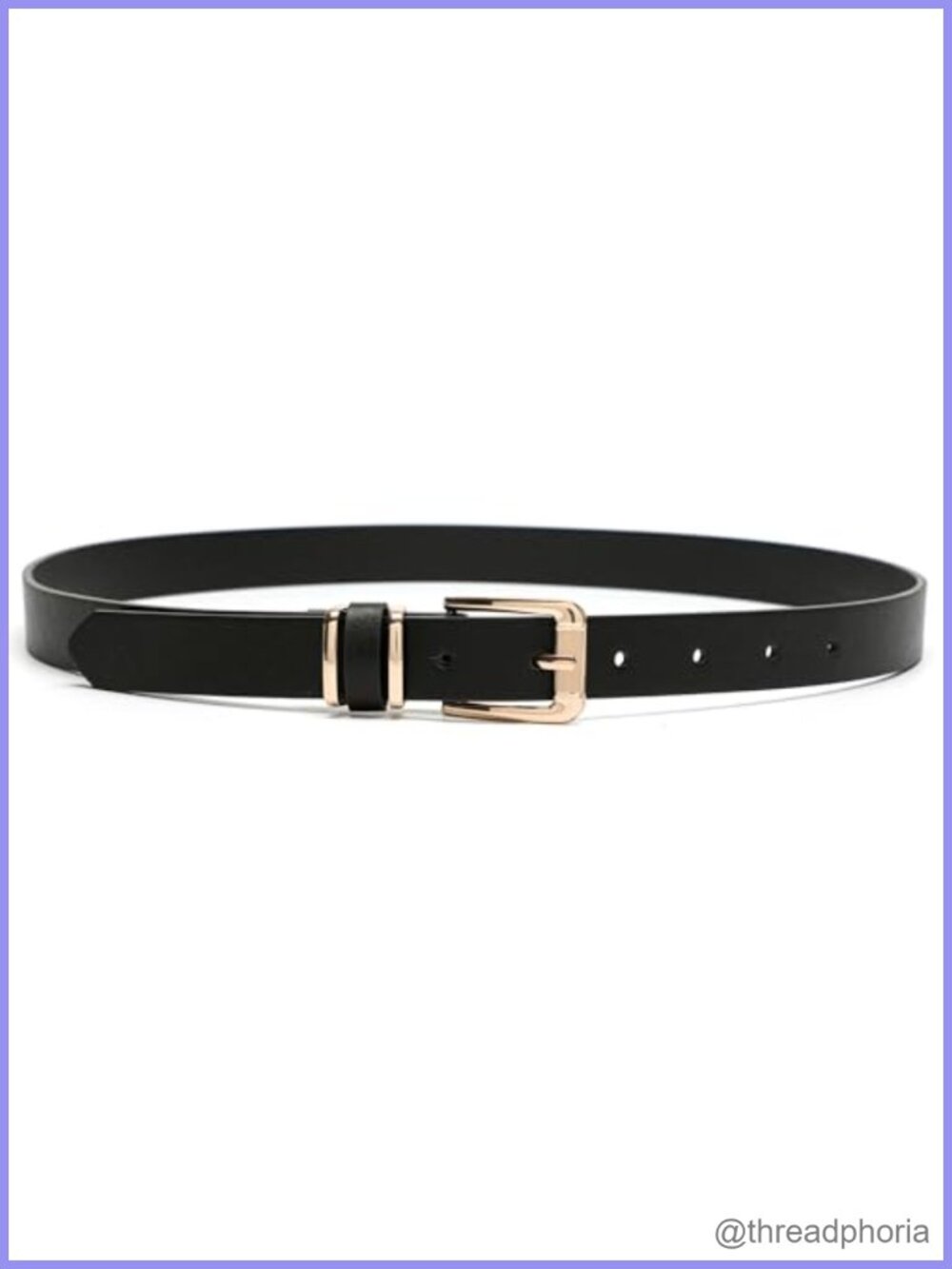 Women's Faux Leather Belt Gold Buckle Skinny Waist Belt for Jeans Dress
